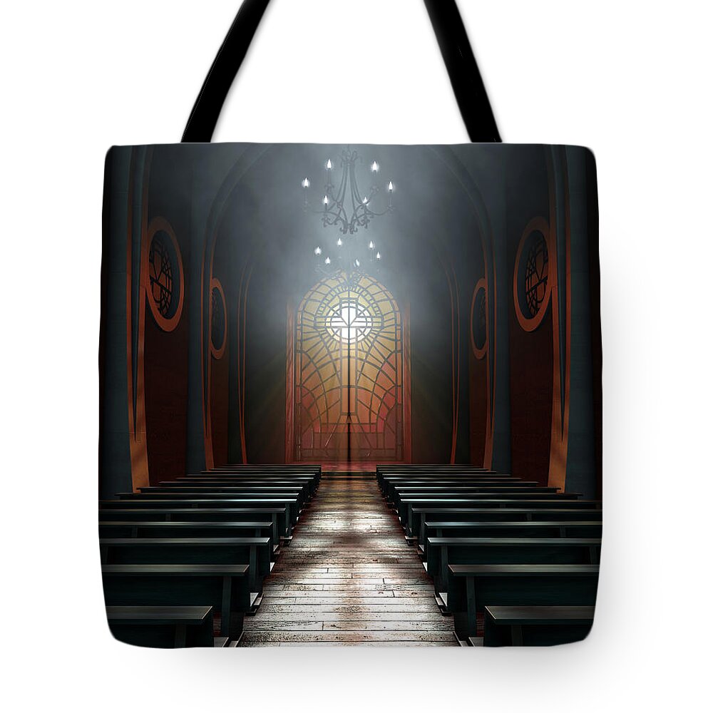Church Tote Bag featuring the photograph Stained Glass Window Church #8 by Allan Swart