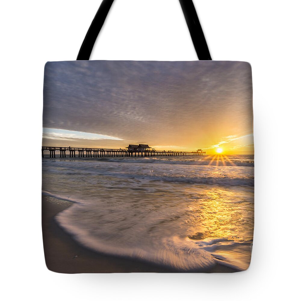Sunset Tote Bag featuring the photograph Sunset Naples Pier Florida #8 by Hans- Juergen Leschmann