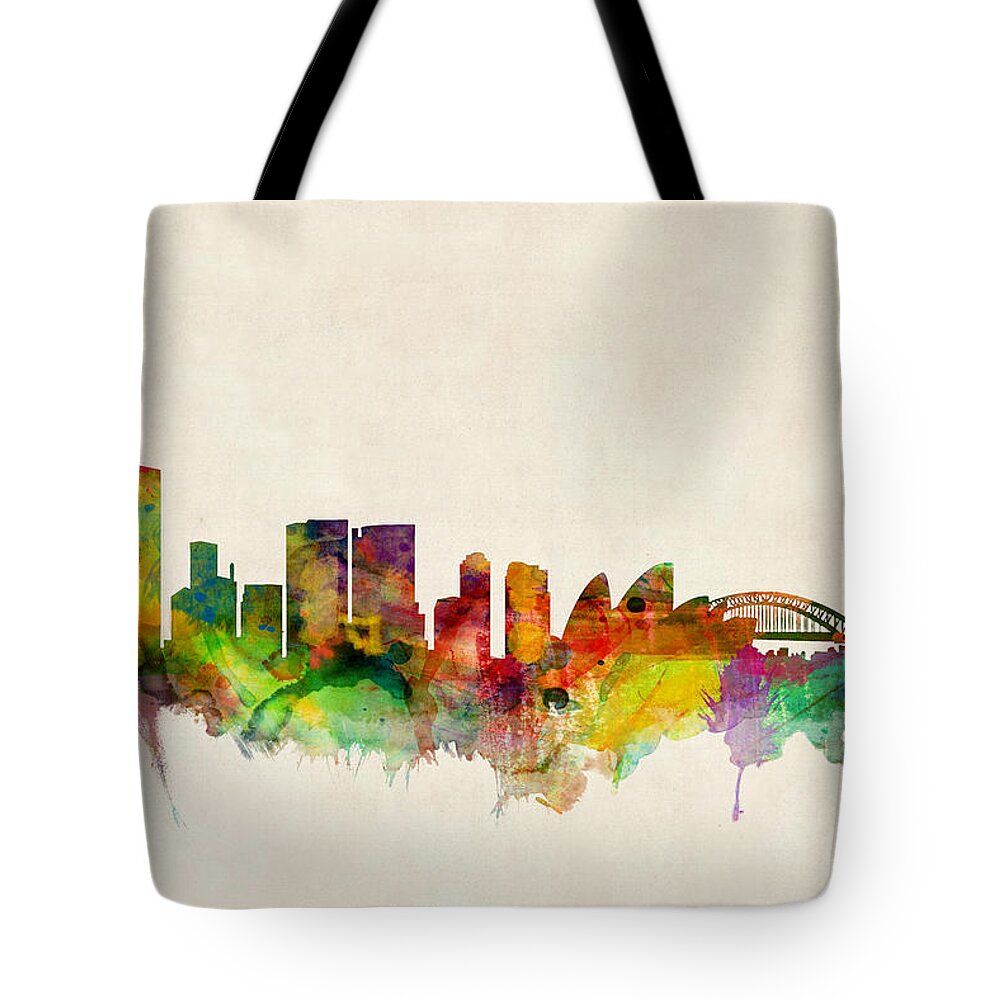 Sydney Tote Bag featuring the digital art Sydney Australia Skyline #8 by Michael Tompsett