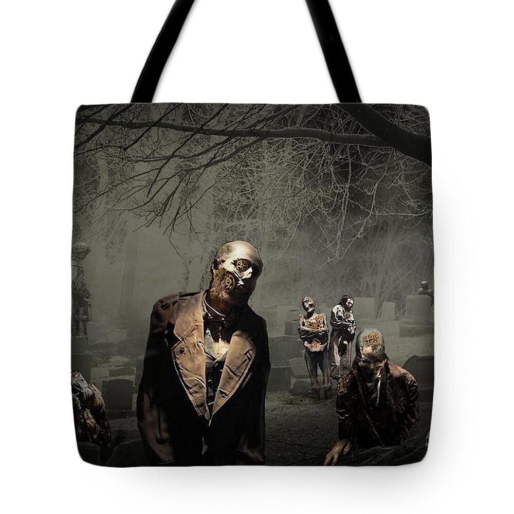 Zombie Tote Bag featuring the digital art Zombie #8 by Super Lovely