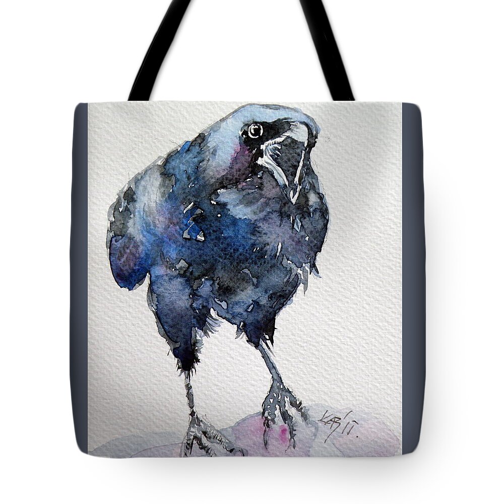 Crow Tote Bag featuring the painting Crow #8 by Kovacs Anna Brigitta