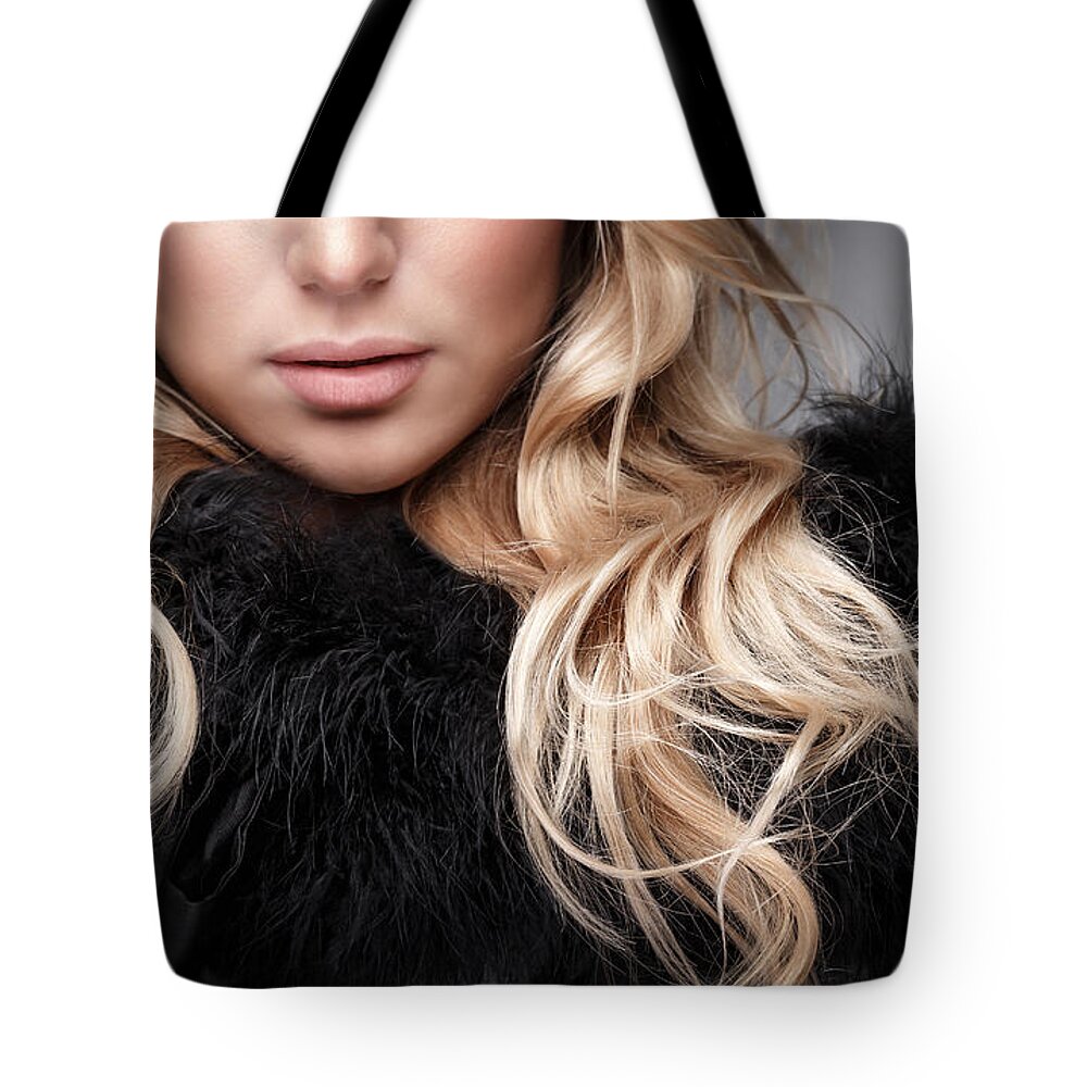 Adult Tote Bag featuring the photograph Fashion woman portrait by Anna Om