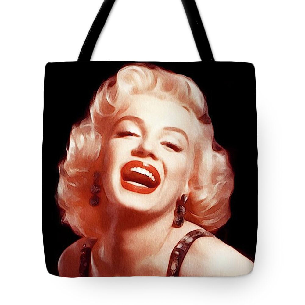 Marilyn Tote Bag featuring the painting Marilyn Monroe, Actress and Model #9 by Esoterica Art Agency