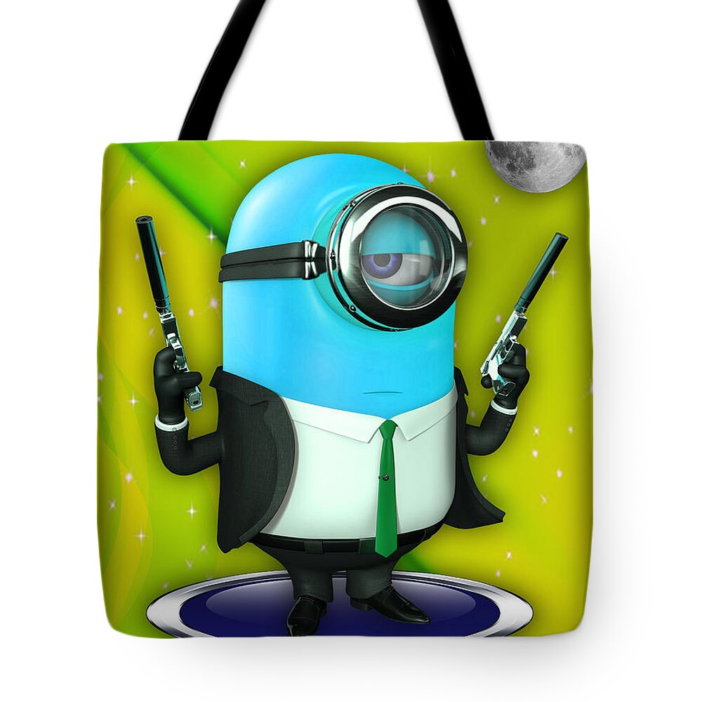 Minion Tote Bag featuring the mixed media Minions Collection #9 by Marvin Blaine