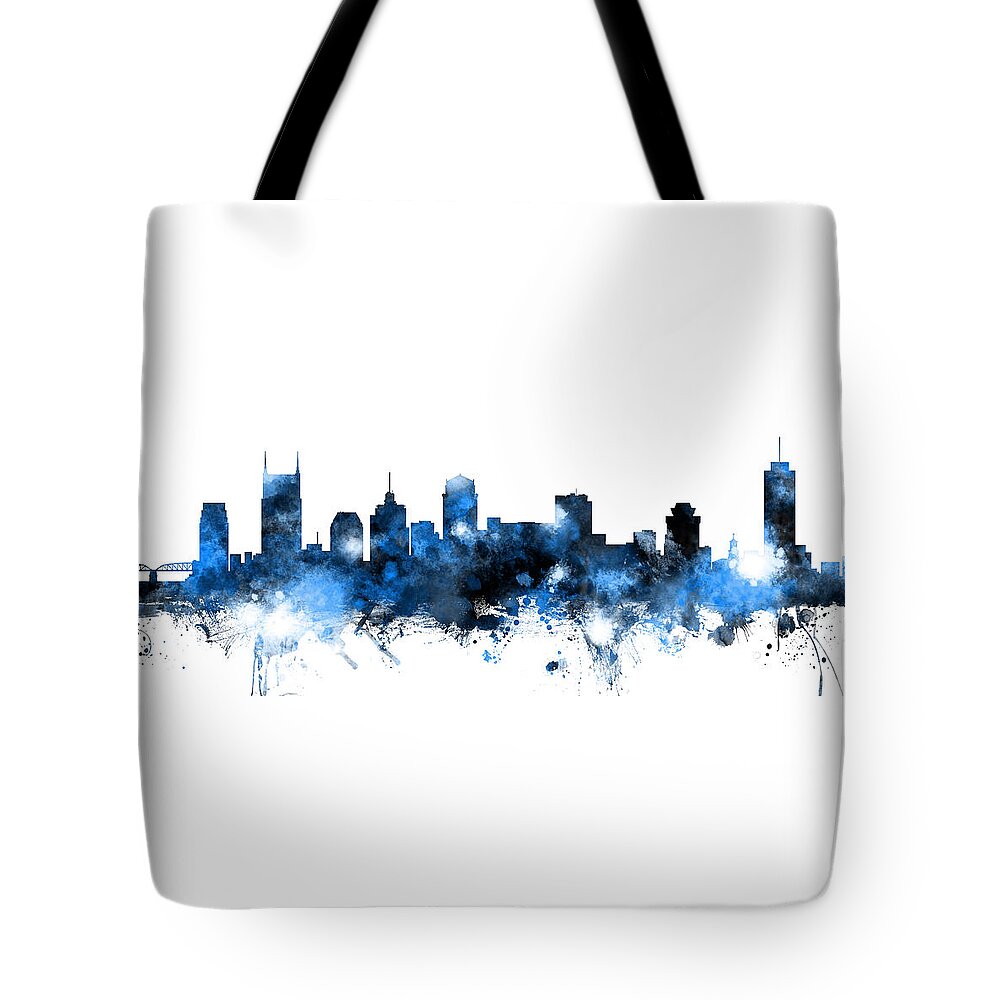 United States Tote Bag featuring the digital art Nashville Tennessee Skyline #9 by Michael Tompsett