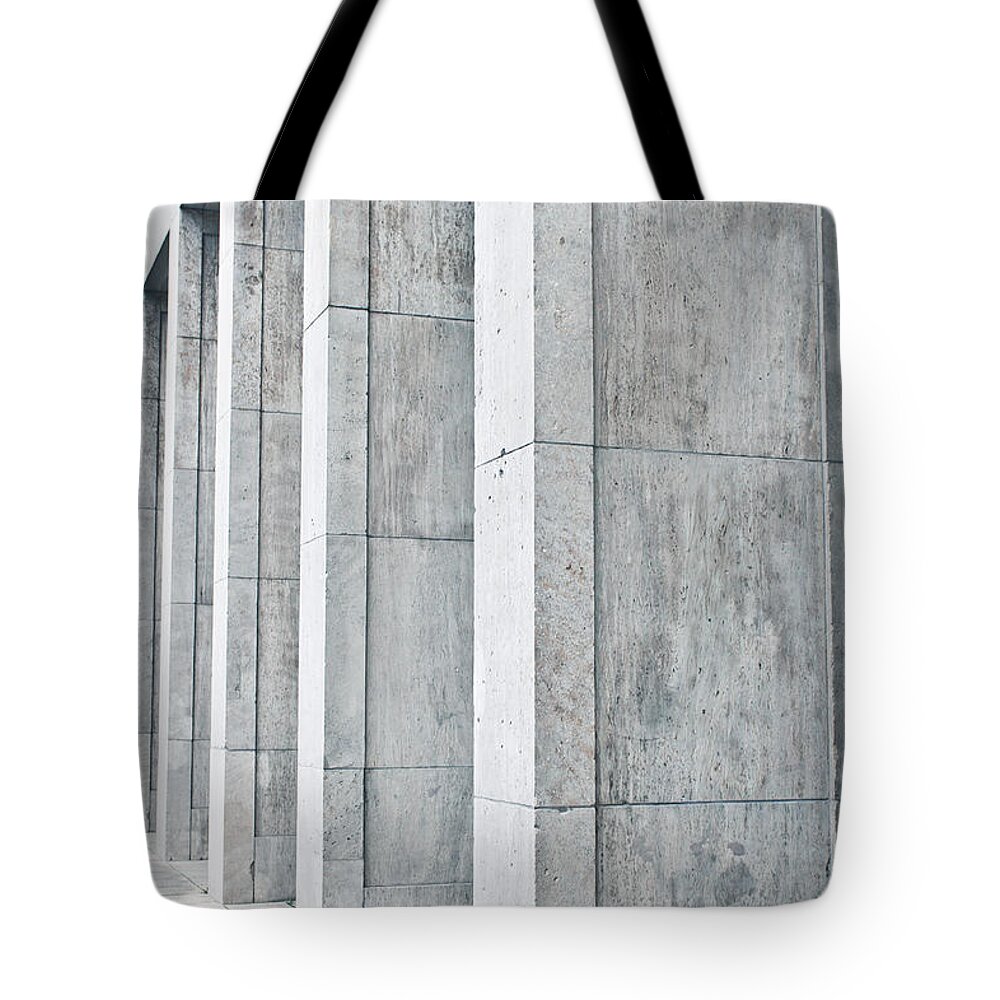 Abstract Tote Bag featuring the photograph Pillars #9 by Tom Gowanlock