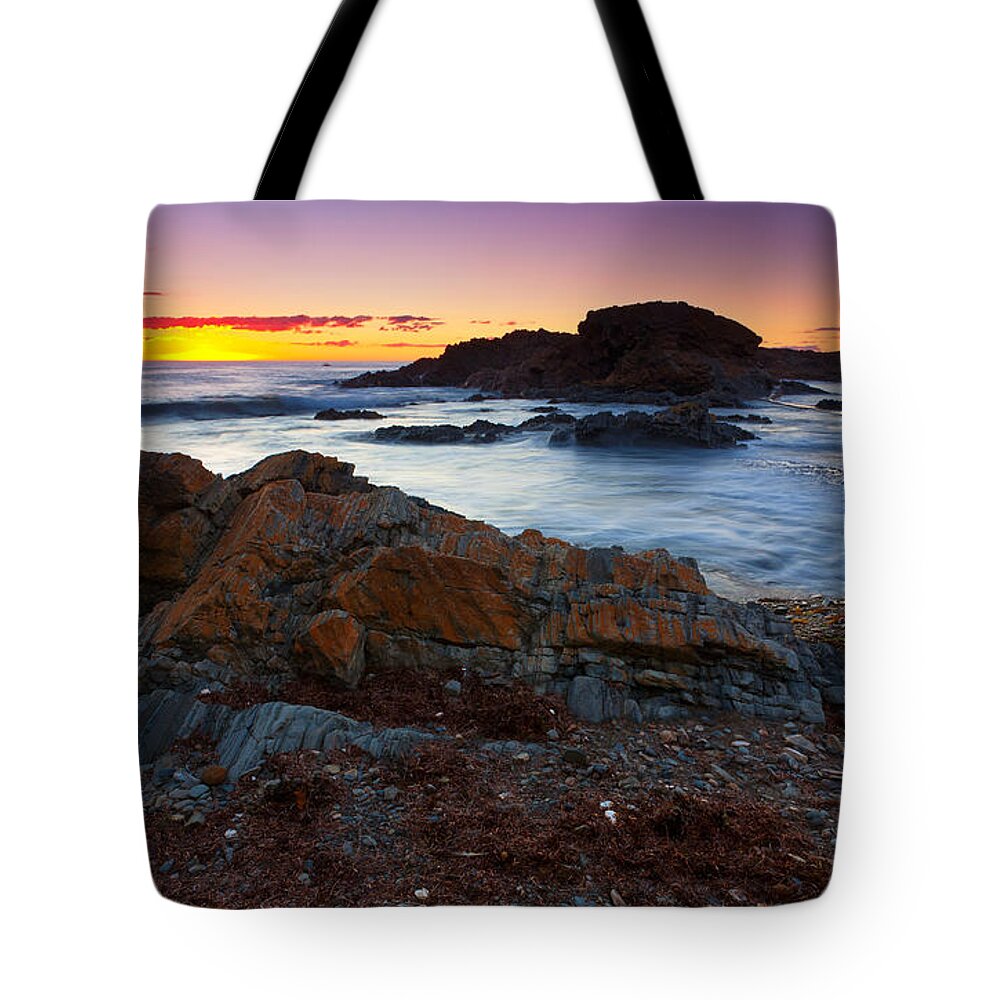 Second Valley Fleurieu Peninsula South Australia Australian Seascape Coast Coastal Shoreline Jetty Rock Formations Cliffs Sea Ocean Sunset Tote Bag featuring the photograph Second Valley Sunset #9 by Bill Robinson