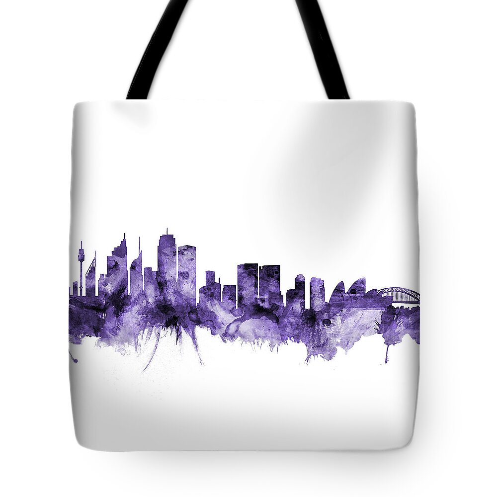 Sydney Tote Bag featuring the digital art Sydney Australia Skyline #9 by Michael Tompsett