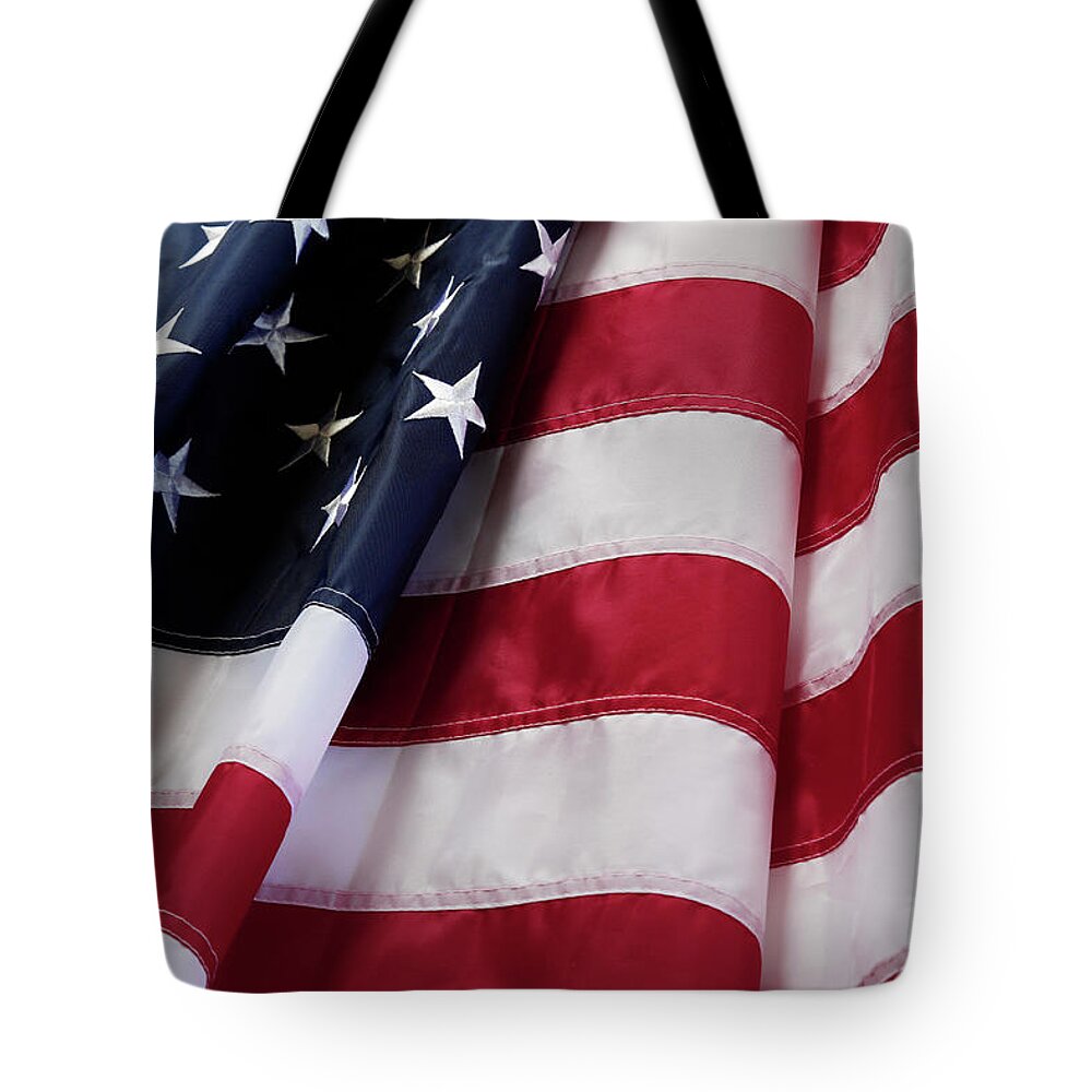 Independence Day Tote Bag featuring the photograph USA flag 25 by Les Cunliffe