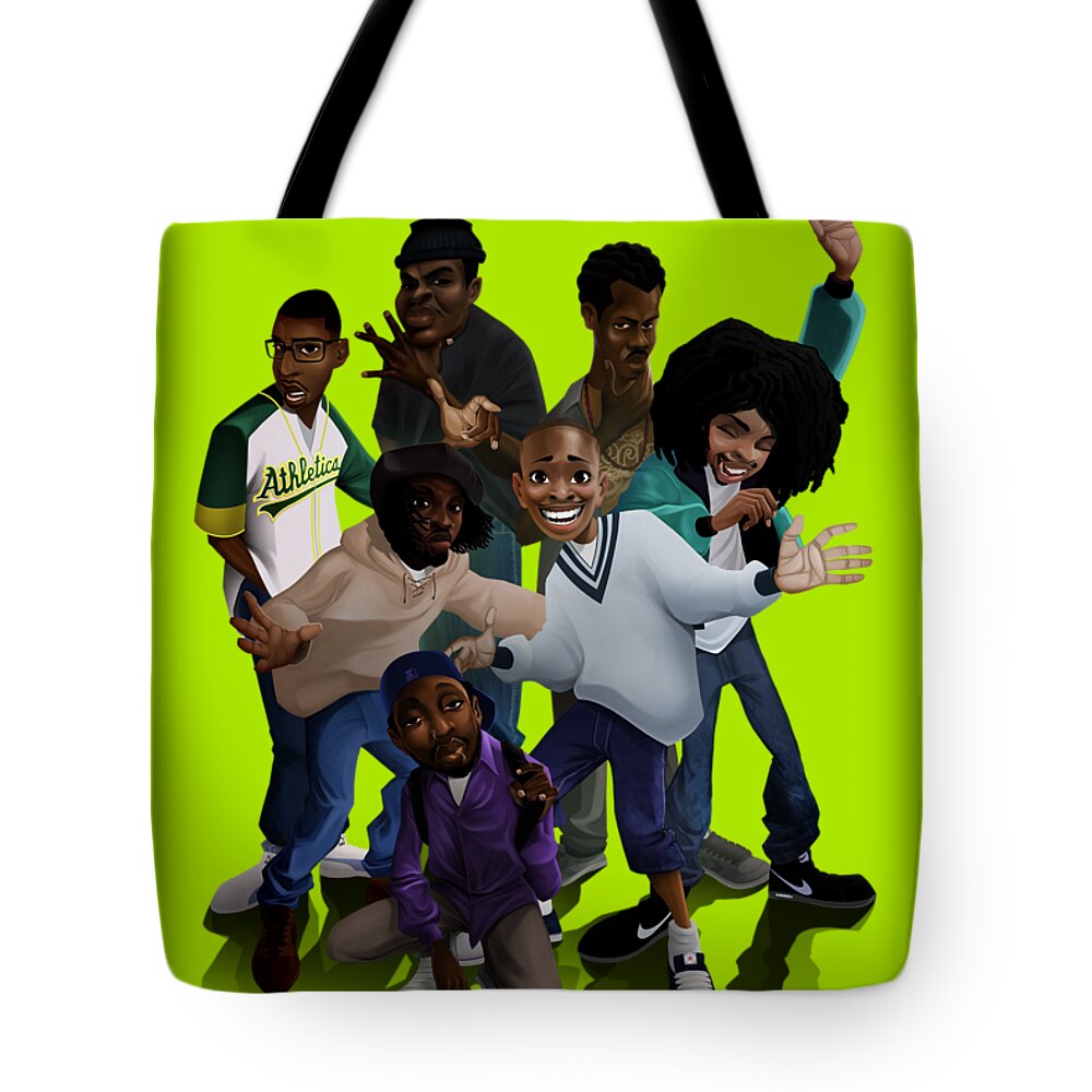 Hieroglyphics Crew Tote Bag featuring the digital art 93 Till by Nelson Garcia