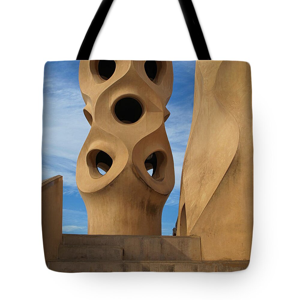 Chimney Of The Pedrera Tote Bag featuring the photograph A Beautiful Chimney of the Pedrera by Dave Mills