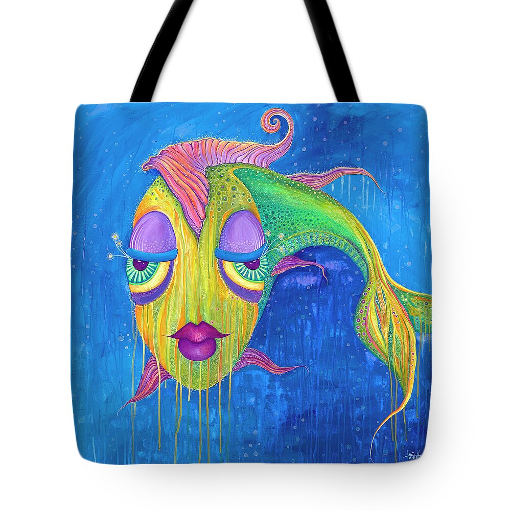 Fish Tote Bag featuring the painting A Beautiful Shade of Broken by Tanielle Childers