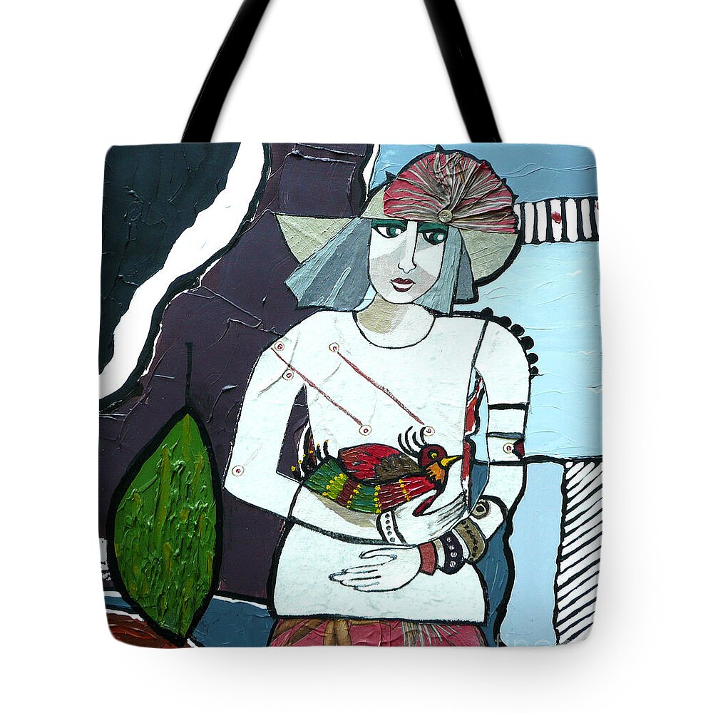 Blues Tote Bag featuring the painting A Bird in Hand by Marilyn Brooks