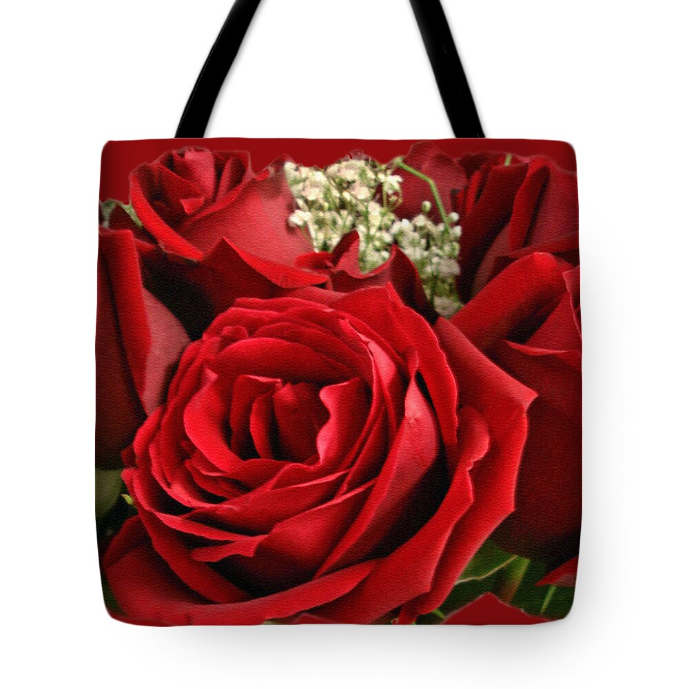 Rose Tote Bag featuring the photograph A Bouquet of Red Roses by Sue Melvin