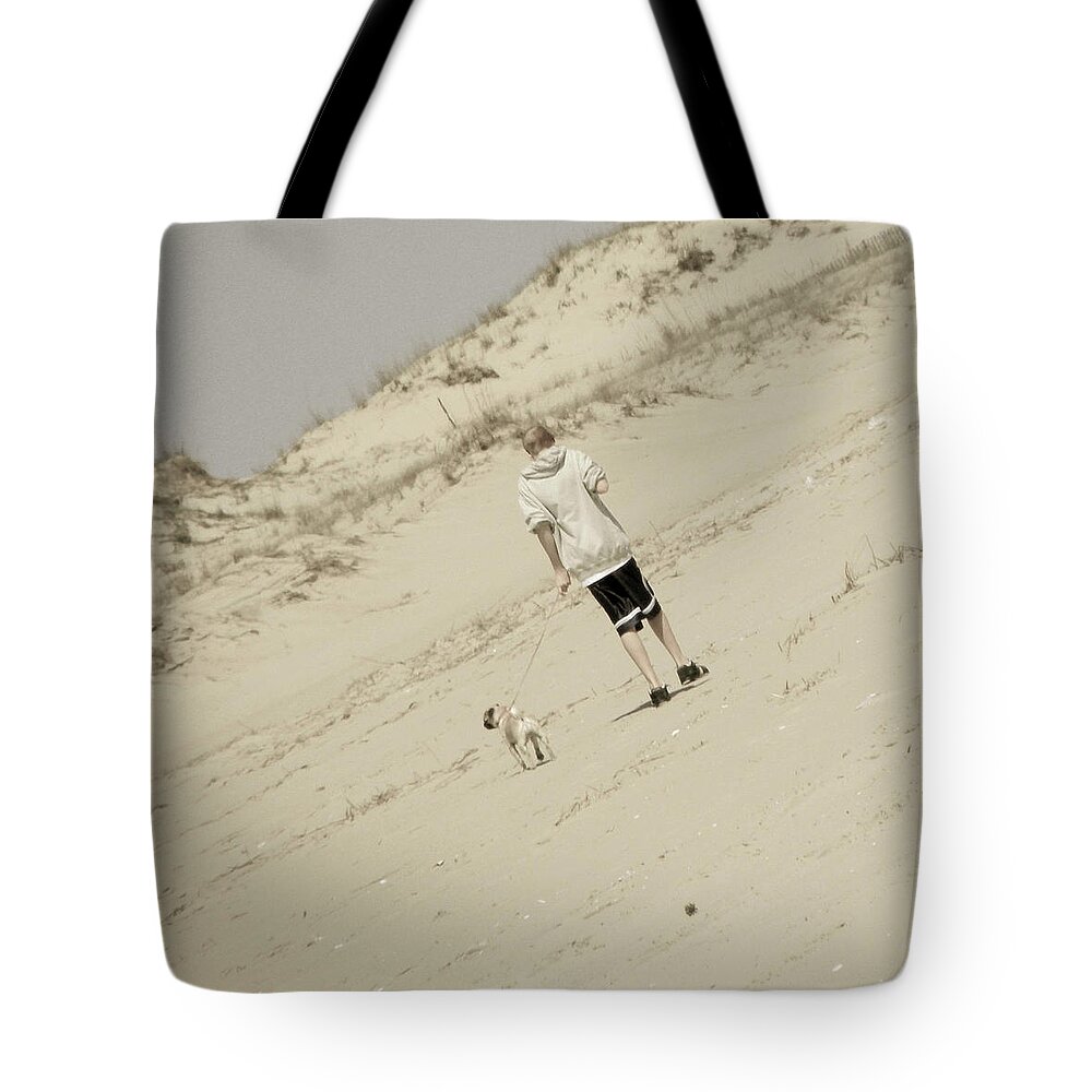  Tote Bag featuring the photograph A Boy And His Dog by Trish Tritz