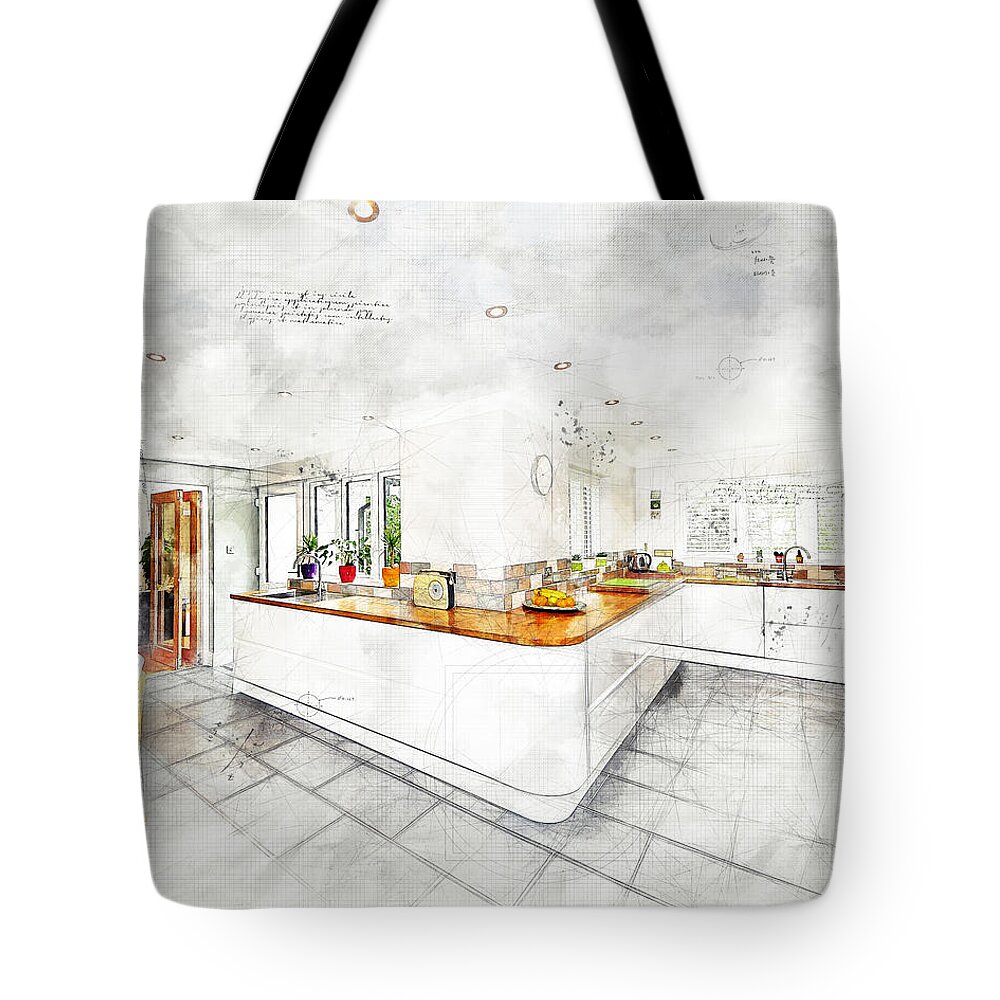 Kitchen Tote Bag featuring the photograph A Bright White Kitchen by Anthony Murphy