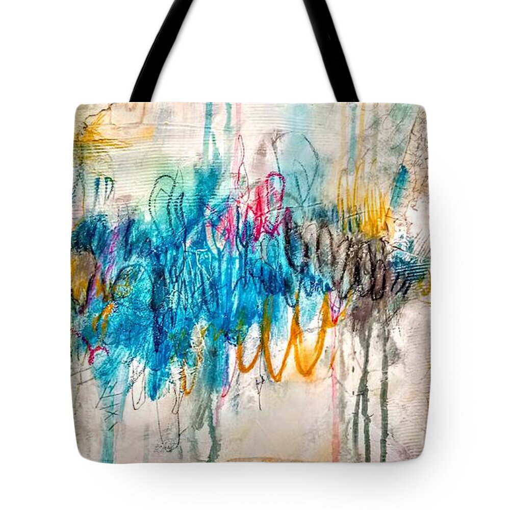 Abstract Art Tote Bag featuring the painting A Broken Love Story Fabio and the Goddess by Tracy Bonin