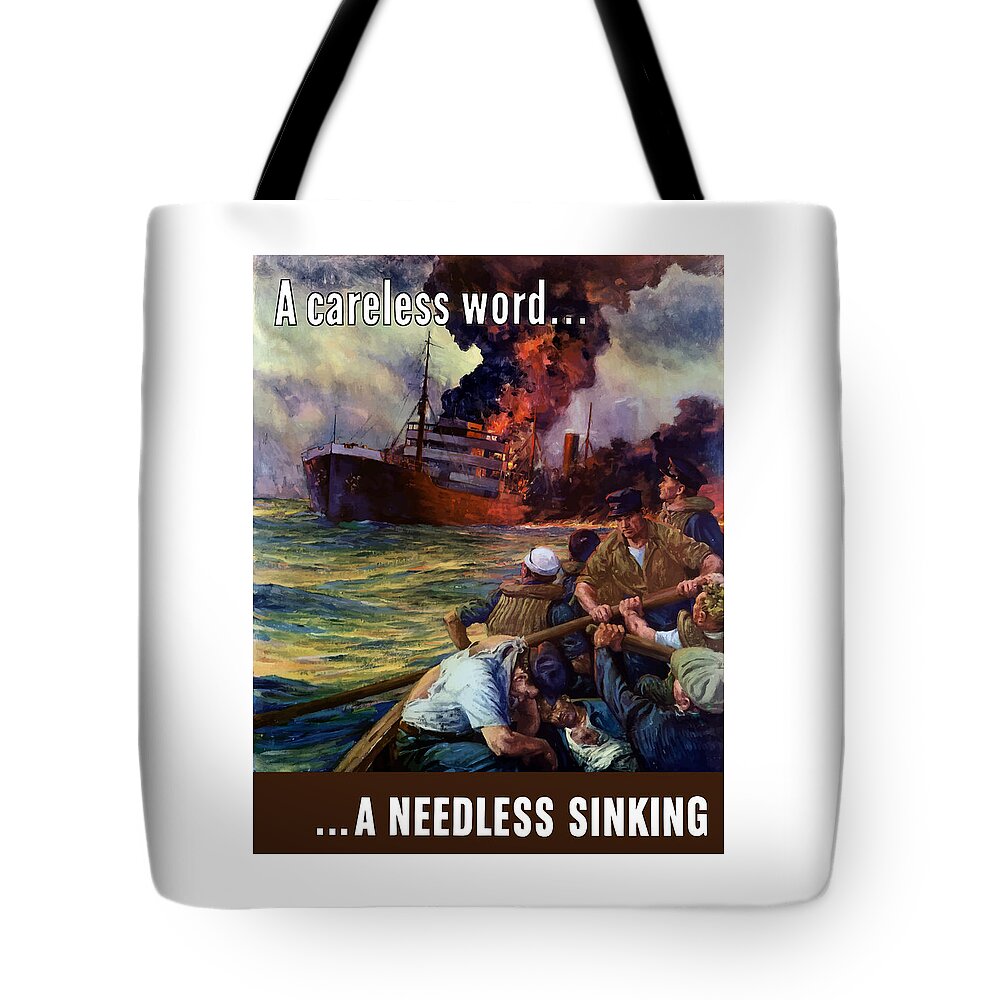 Navy Tote Bag featuring the painting A careless word A needless sinking by War Is Hell Store