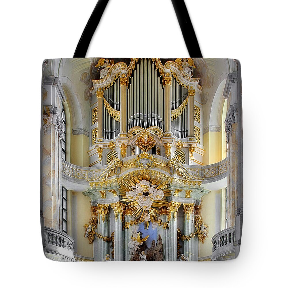 Organ Tote Bag featuring the photograph A church filled with music - Church of Our Lady Dresden by Alexandra Till