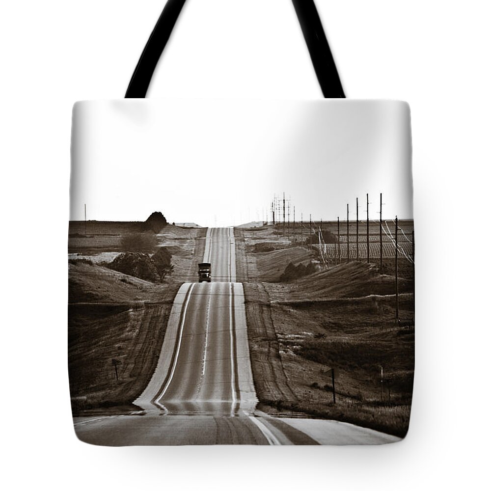 Nebraska Tote Bag featuring the photograph A Country Mile 1 by Marilyn Hunt