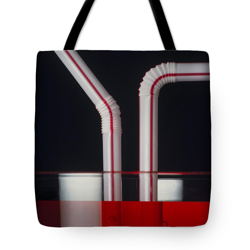 Red Tote Bag featuring the photograph Two For One by Marc Nader