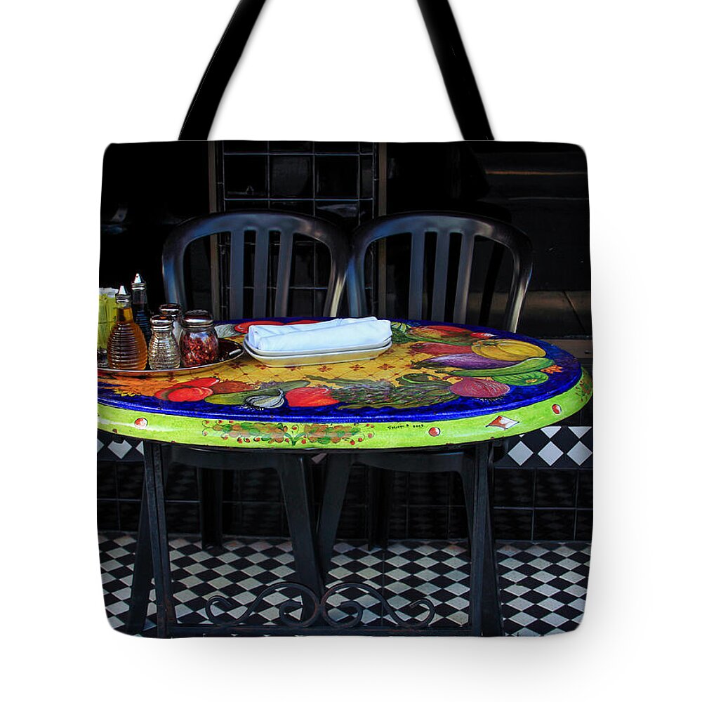 Bonnie Follett Tote Bag featuring the photograph A Cozy Table for Two by Bonnie Follett