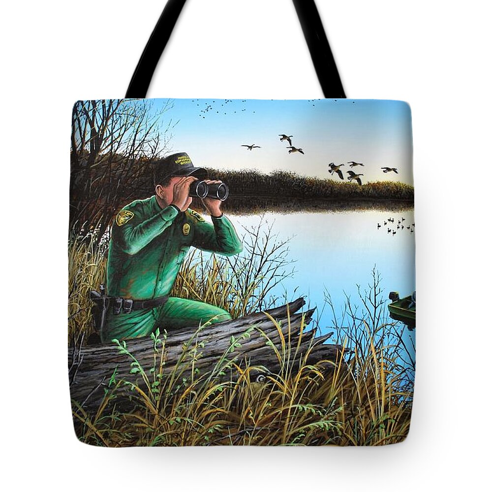 Icoo Tote Bag featuring the painting A Day at the Office - ICOO by Anthony J Padgett