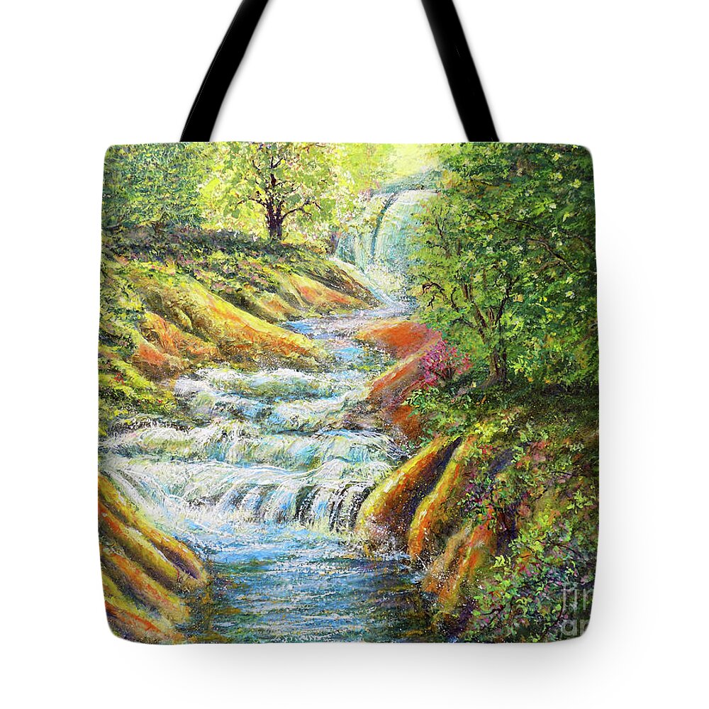 Nixon Tote Bag featuring the painting A Dazzling Waterfall Durng The Spring by Lee Nixon