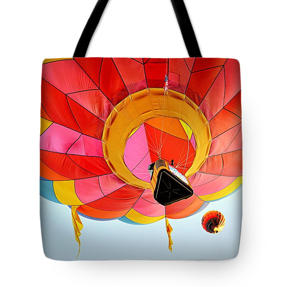 Hot Air Balloon Tote Bag featuring the photograph A Different Point of View by AJ Schibig