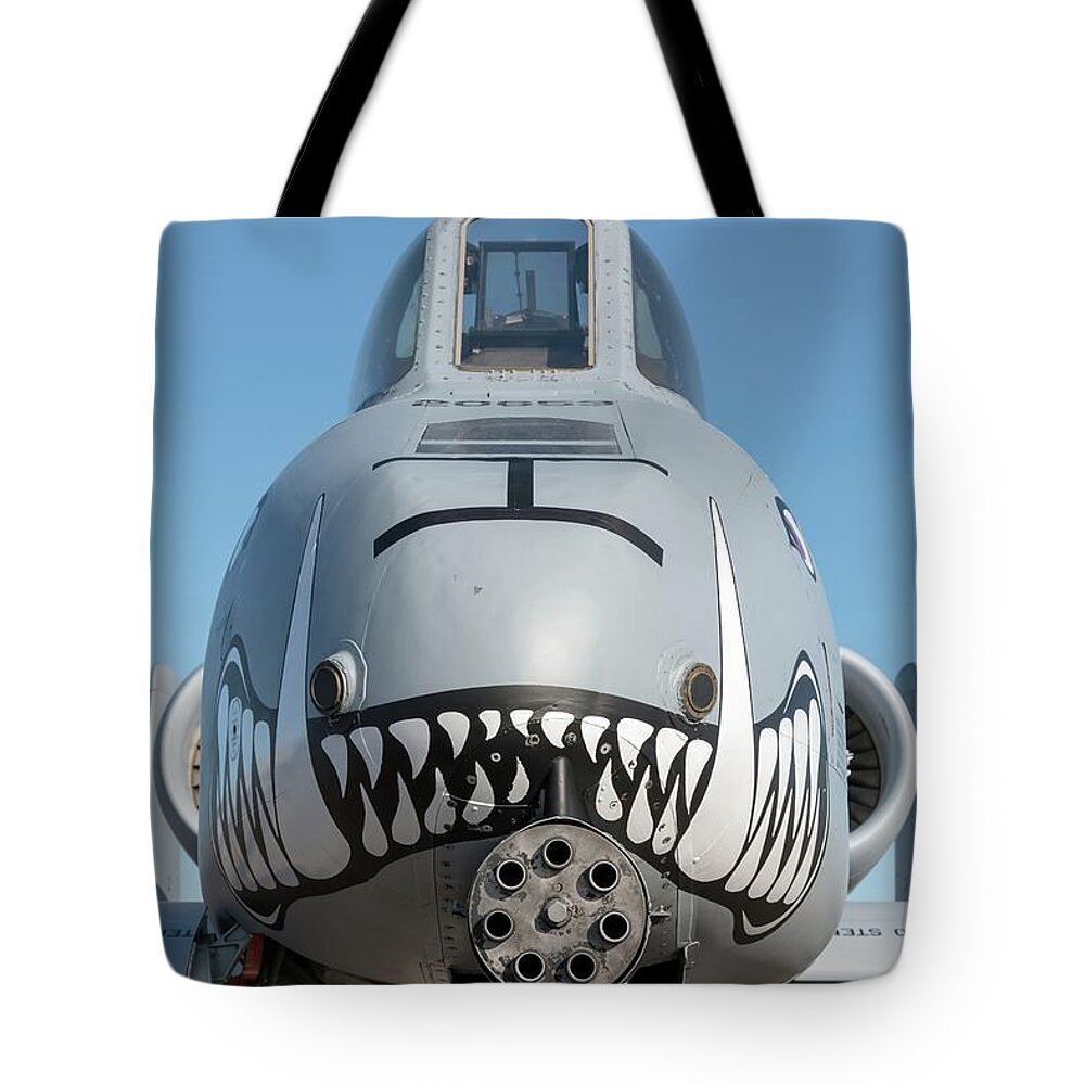 Aircraft Tote Bag featuring the photograph A face only ground troops can love - 2017 Christopher Buff, www.Aviationbuff.com by Chris Buff