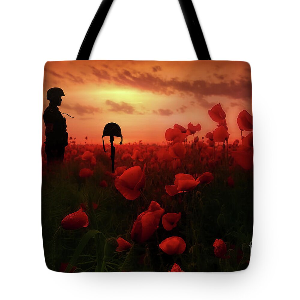 Soldier Tote Bag featuring the digital art A Field of Heroes by Airpower Art
