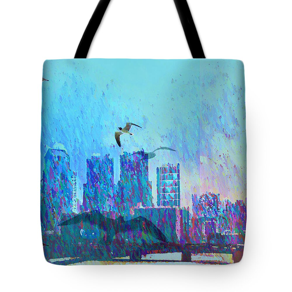 Seagulls Tote Bag featuring the photograph A Flock of Seagulls by Bill Cannon