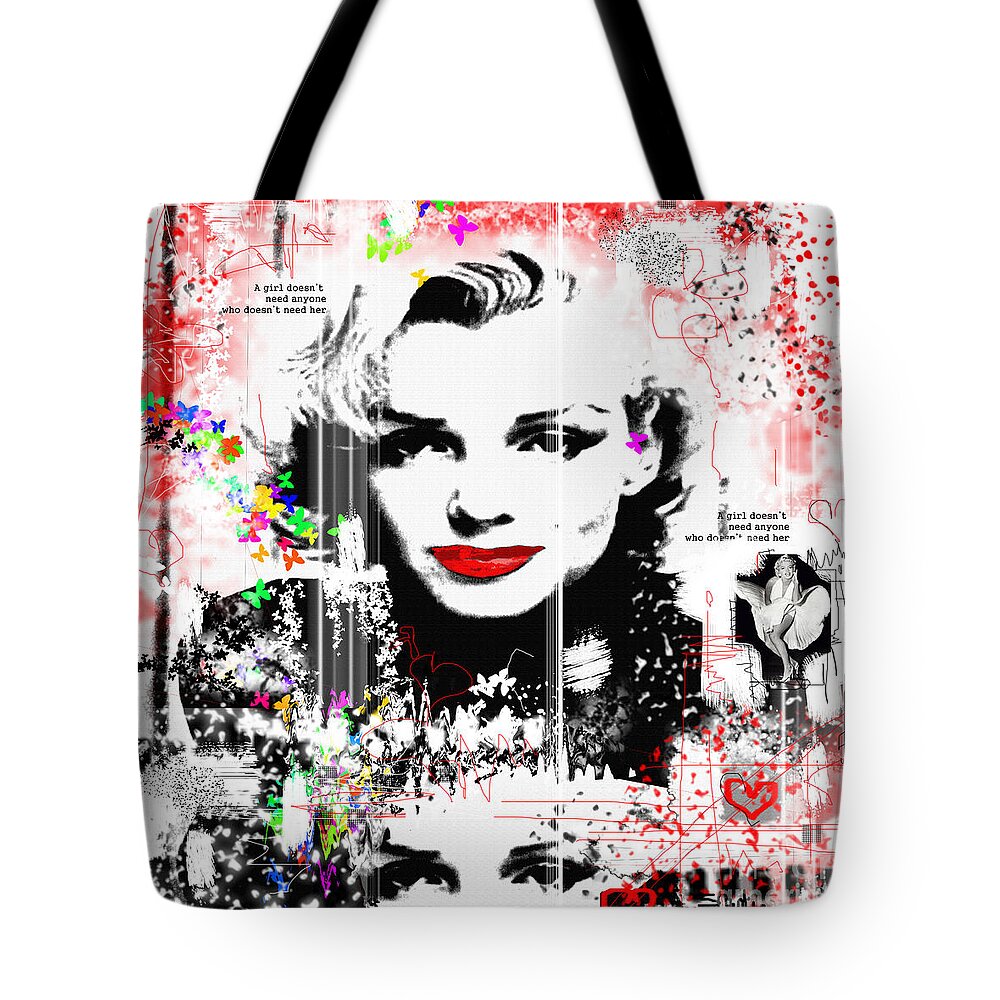 Marilyn Tote Bag featuring the digital art A Girl by Sladjana Lazarevic