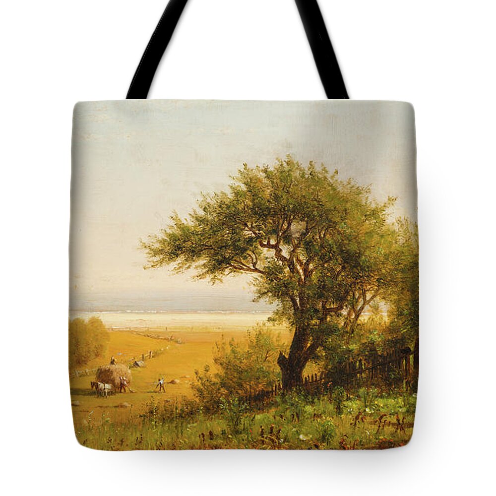  A Home By The Seaside Tote Bag featuring the painting A Home by the Seaside by Thomas Worthington Whittredge
