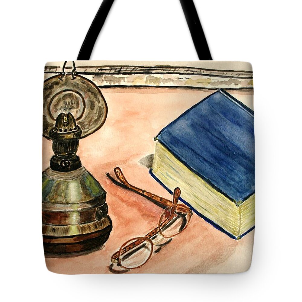 Watercolor Painting Lampion Tote Bag featuring the painting A lampion. by Shlomo Zangilevitch