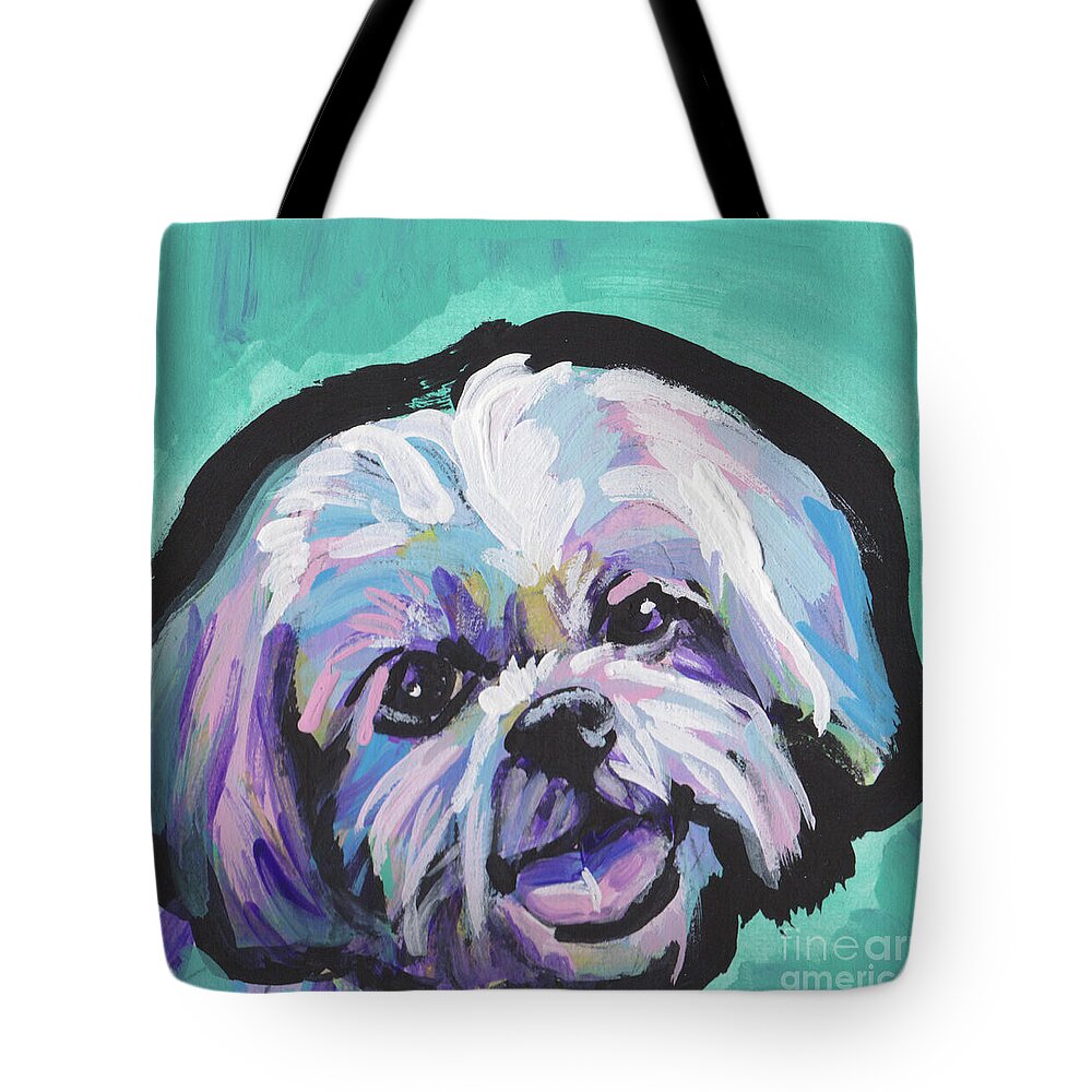 Shih Tzu Tote Bag featuring the painting A Little Bit of Shitz by Lea
