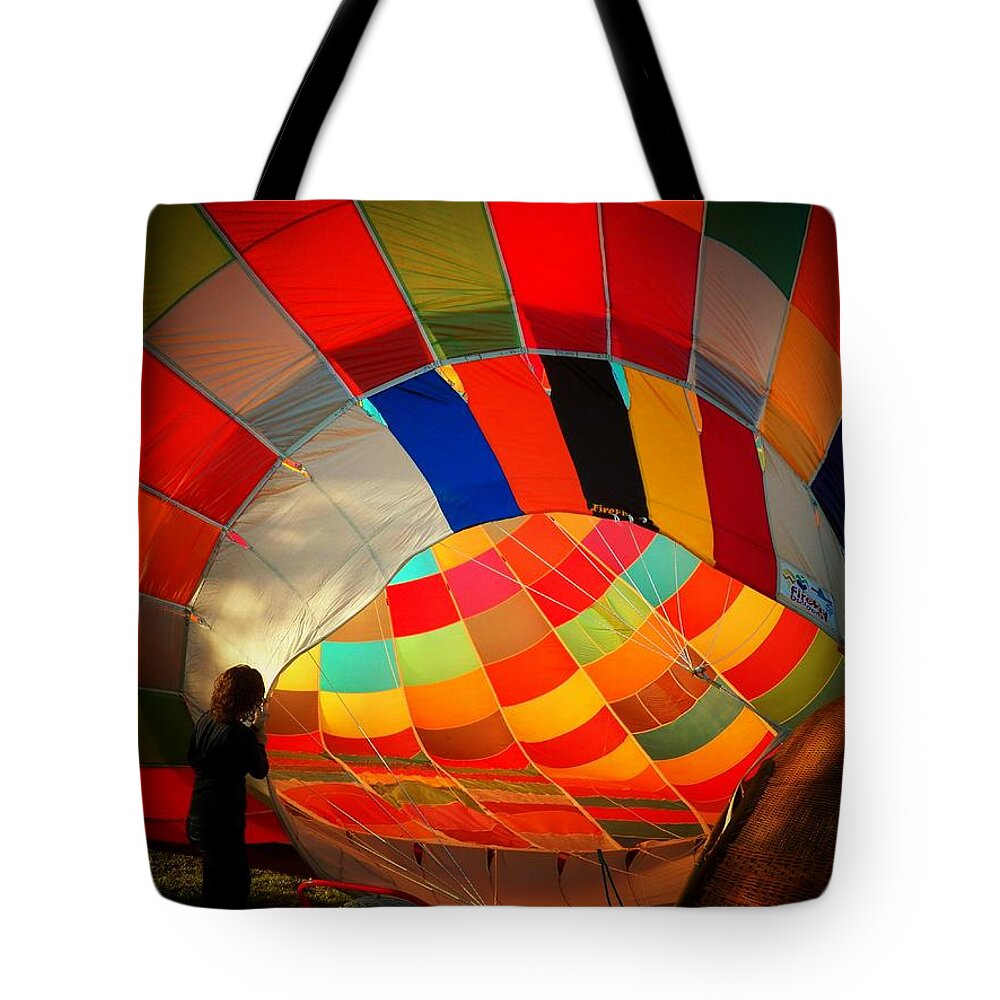 Hot Air Balloon Tote Bag featuring the photograph A Look Inside by Joyce Kimble Smith