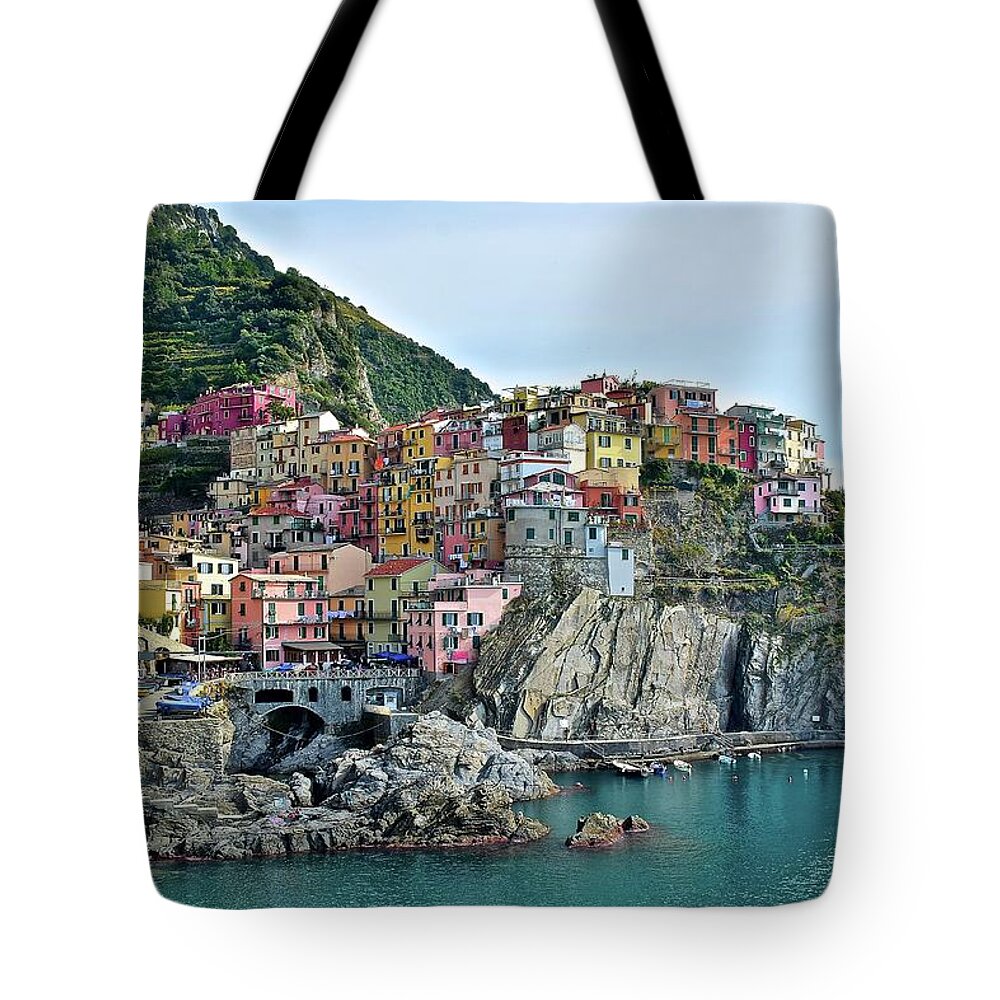 Manarola Tote Bag featuring the photograph A Manarola Morning by Frozen in Time Fine Art Photography