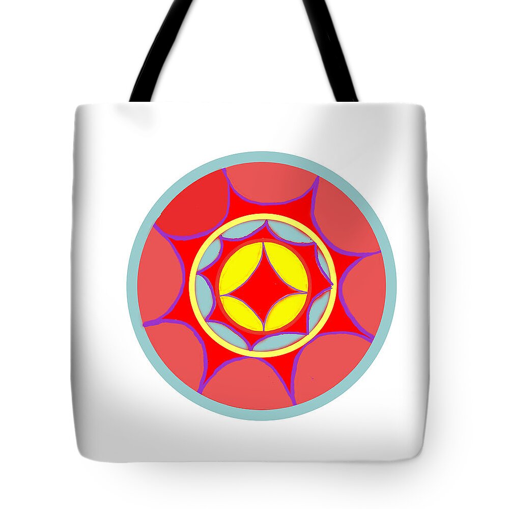 Mandalas Abstract Religious Reds Tote Bag featuring the digital art A Mandala Life by Suzanne Udell Levinger