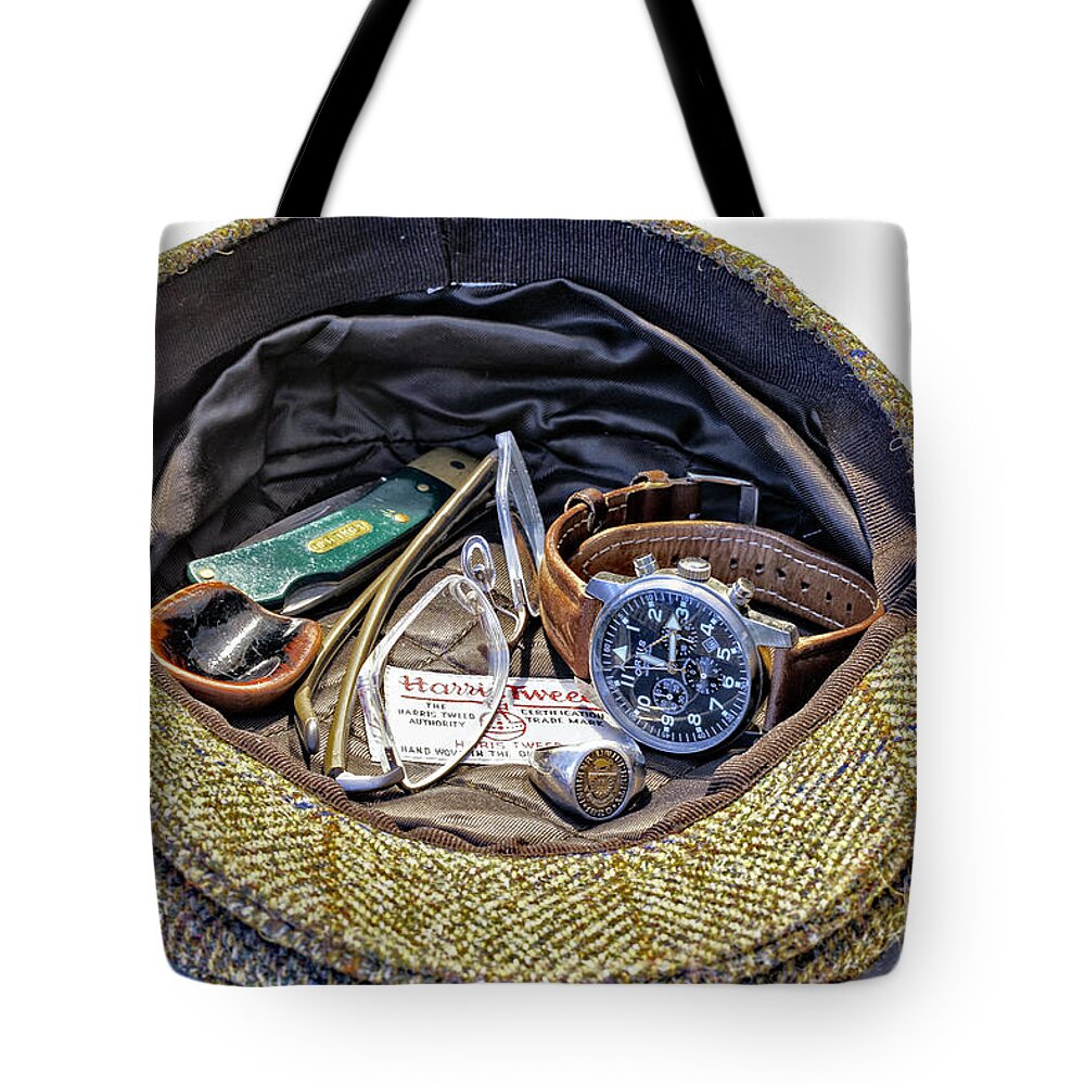Hat Tote Bag featuring the photograph A Man's Items by Walt Foegelle
