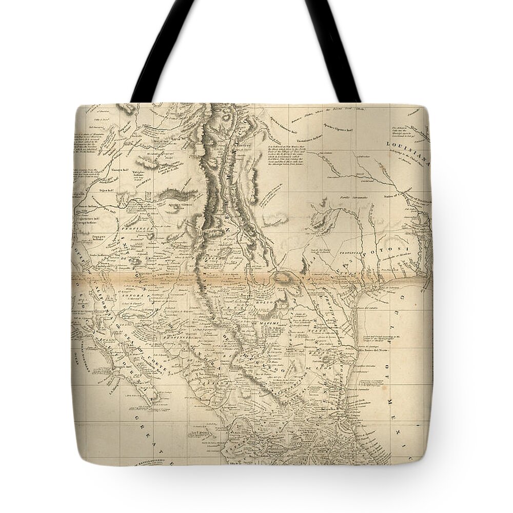 Map Tote Bag featuring the digital art A Map of New Spain 1810 by Texas Map Store
