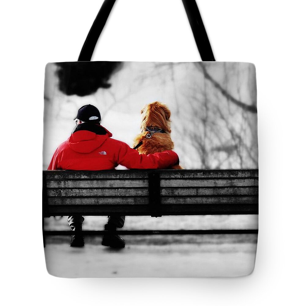 Dog Tote Bag featuring the photograph A Moment With Friend by Zinvolle Art