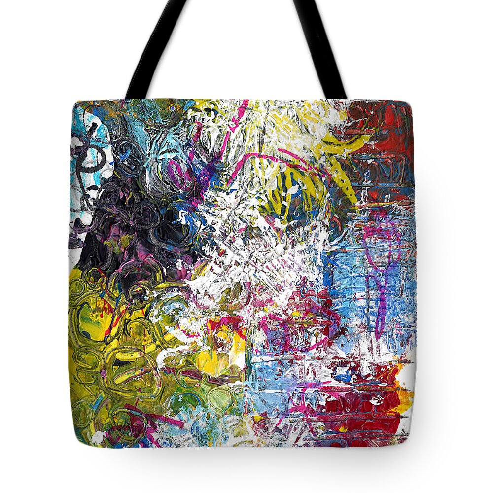 Abstract Tote Bag featuring the mixed media A Monster In The Candy by Jade Knights
