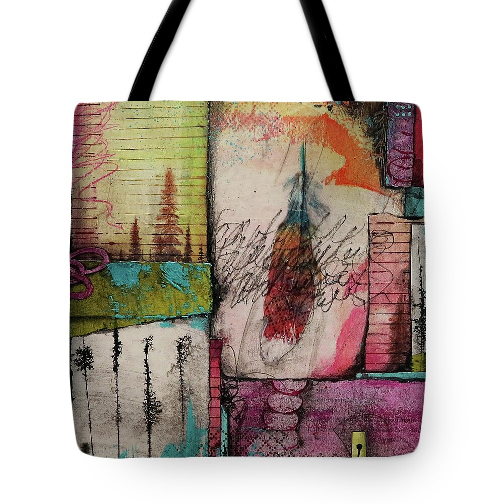 Collage Fused To Watercolor Paper Tote Bag featuring the mixed media A Natural Thing				 by Laura Lein-Svencner