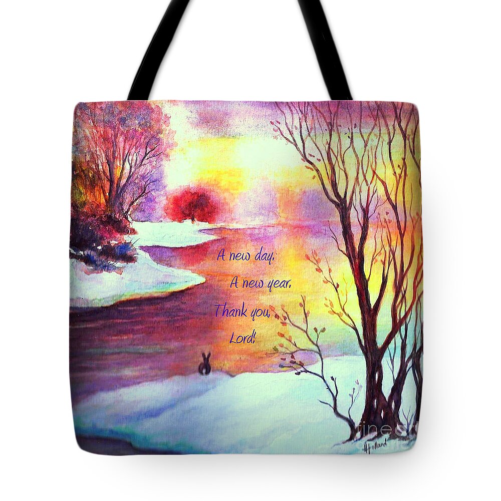 Trees Tote Bag featuring the painting A New Day and A New year by Hazel Holland