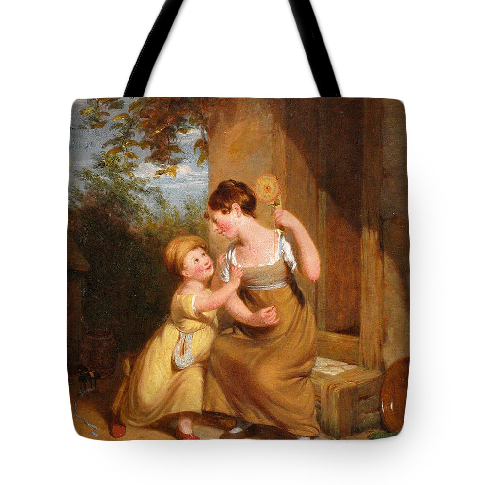 William Frederick Witherington - A New Toy. Mom Tote Bag featuring the painting A New Toy by MotionAge Designs