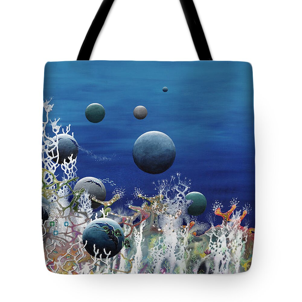  Beach House Tote Bag featuring the painting A New World by Lee Pantas