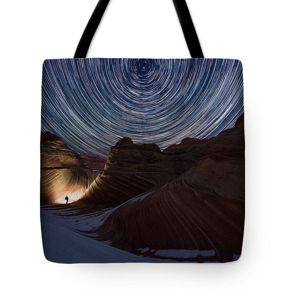 The Wave Tote Bag featuring the photograph A Night at the Wave by Dustin LeFevre