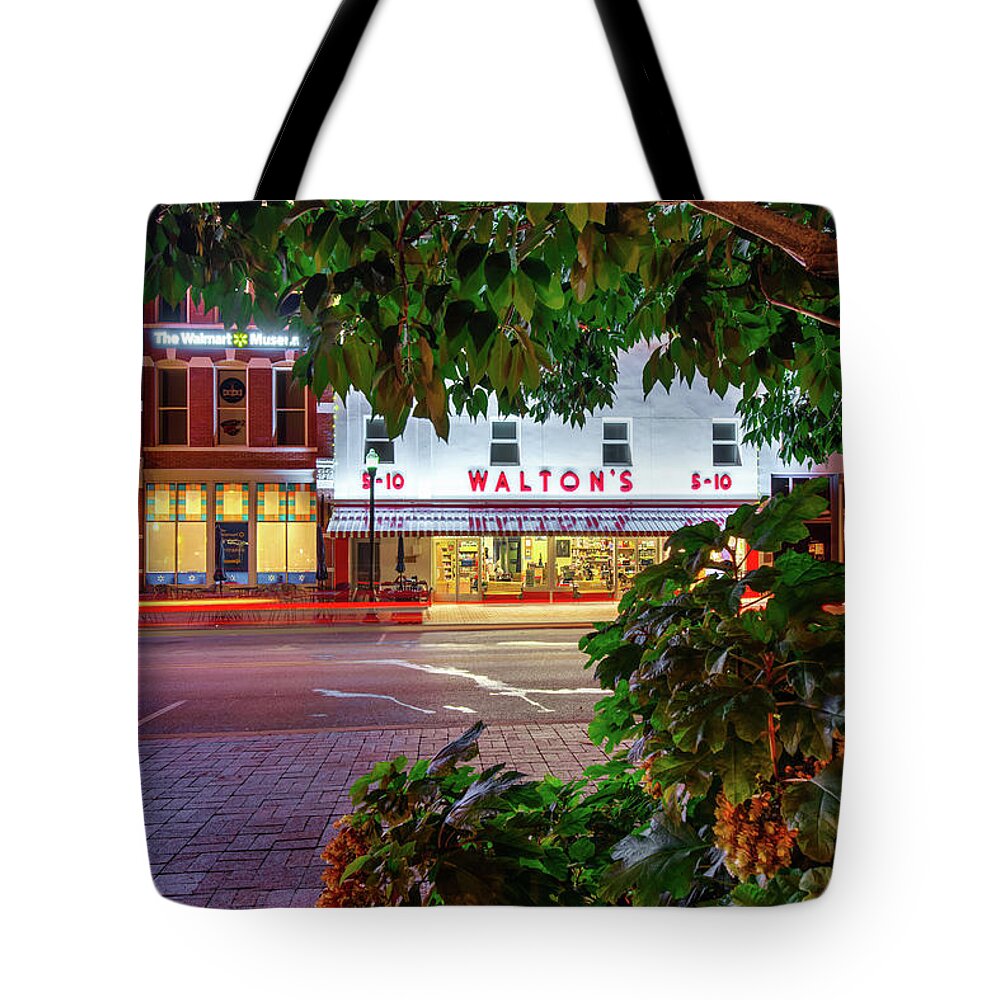 America Tote Bag featuring the photograph A Night On The Bentonville Arkansas Square by Gregory Ballos