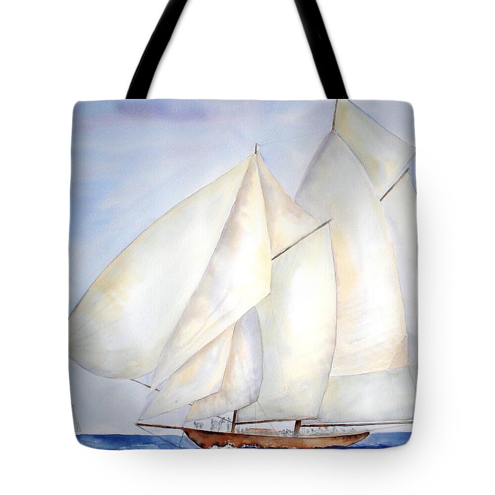 Yacht Tote Bag featuring the painting A Press of Sails by Diane Kirk